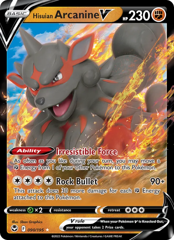 Hisuian Arcanine V Silver Tempest 090/195