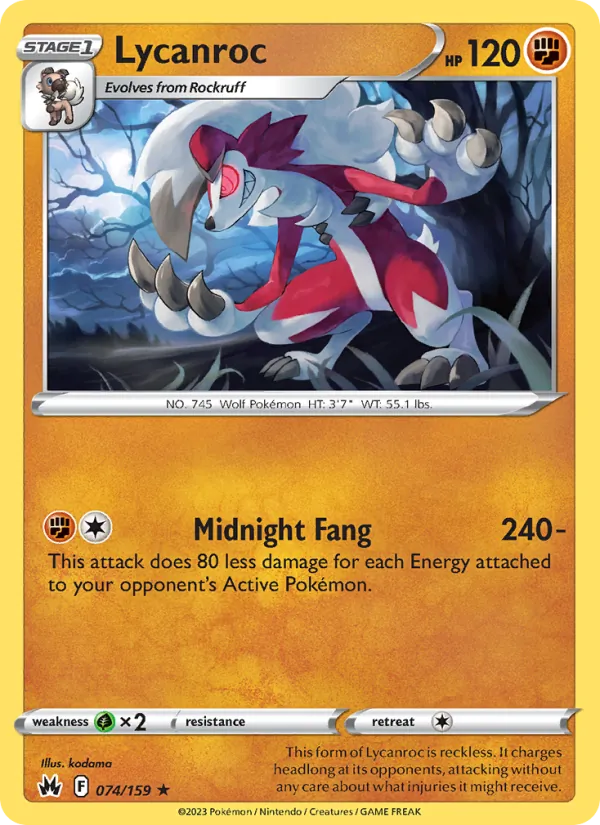 Lycanroc Crown Zenith 074/159