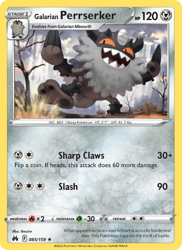 Galarian Perrserker Crown Zenith 085/159