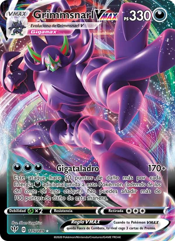 Grimmsnarl VMAX Oscuridad Incandescente 115/189