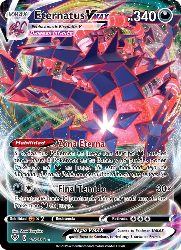 Eternatus VMAX Oscuridad Incandescente 117/189