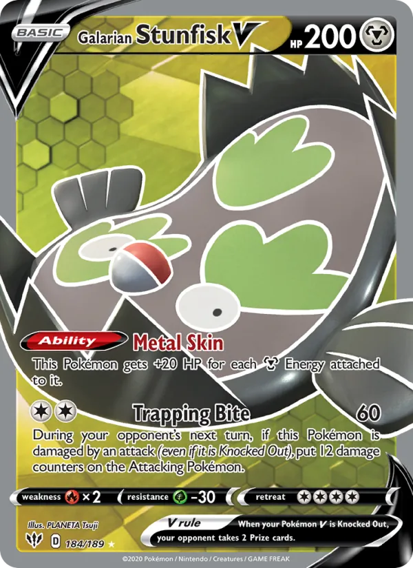Galarian Stunfisk V Darkness Ablaze 184/189