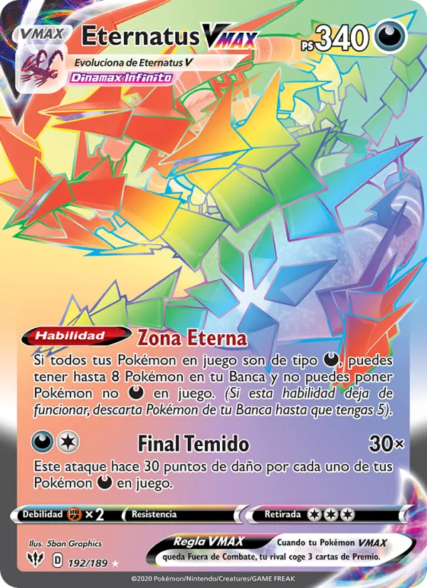 Eternatus VMAX Oscuridad Incandescente 192/189