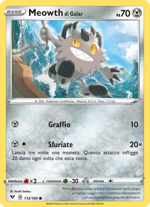 Meowth di Galar Voltaggio Sfolgorante 112/185