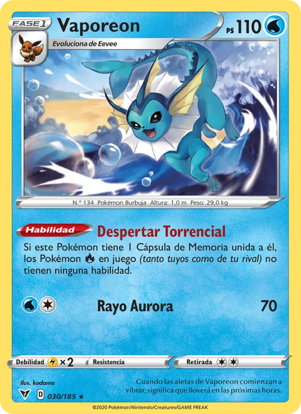Vaporeon Voltaje Vívido 30/185