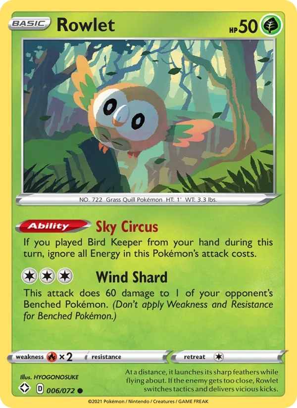 Rowlet Shining Fates 6/72