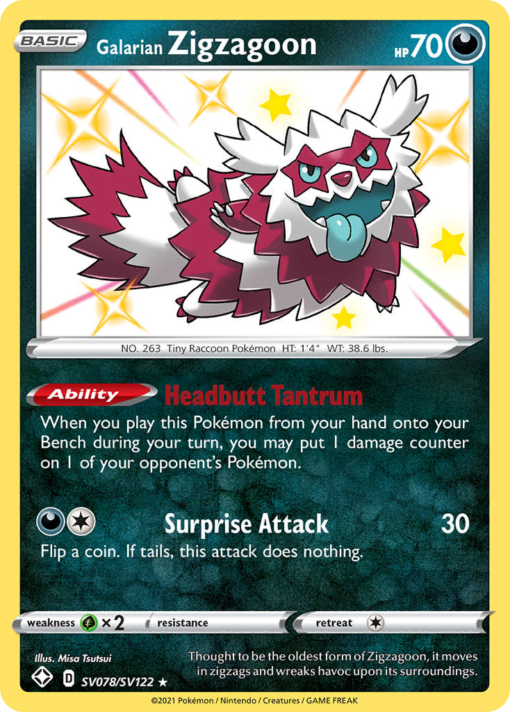 Galarian Zigzagoon Shining Fates Shiny Vault SV078/122