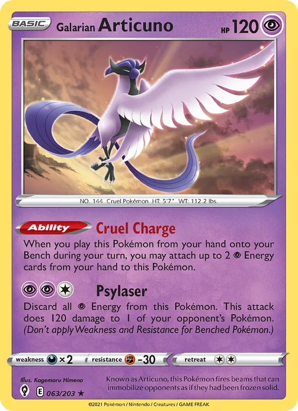 Galarian Articuno Evolving Skies 63/203