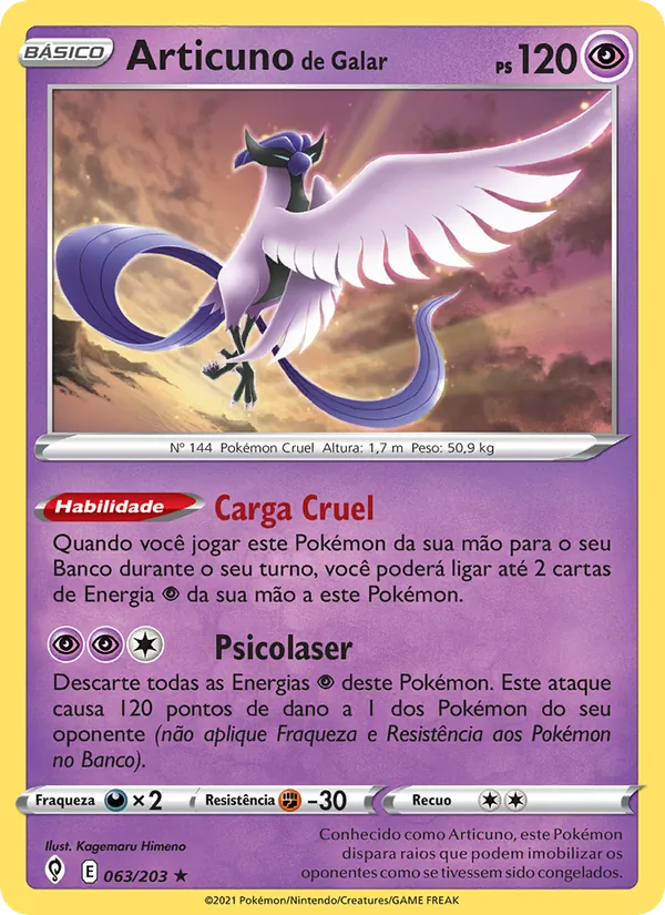 Articuno de Galar Céus em Evolução 63/203