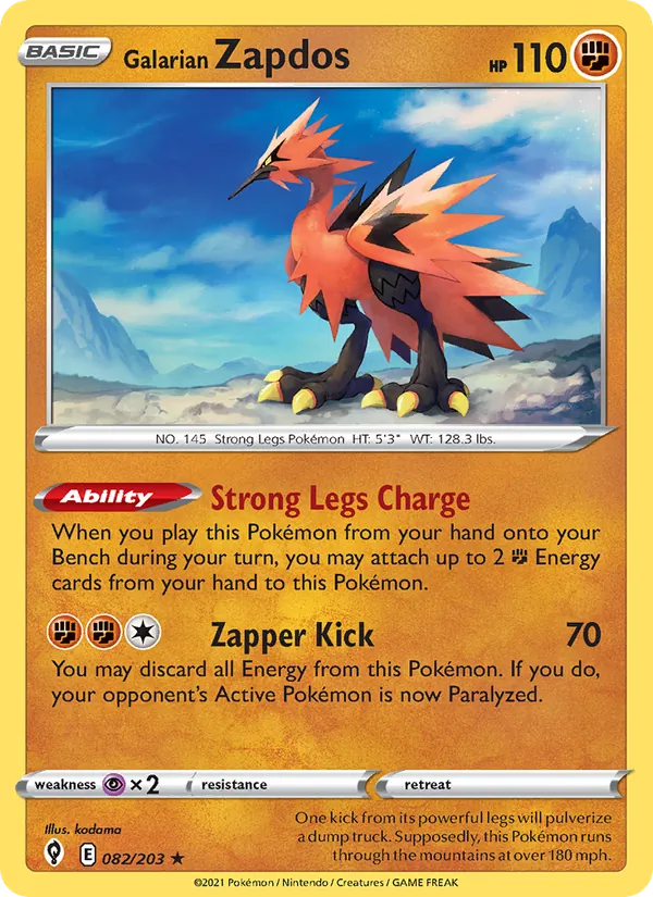 Galarian Zapdos Evolving Skies 82/203