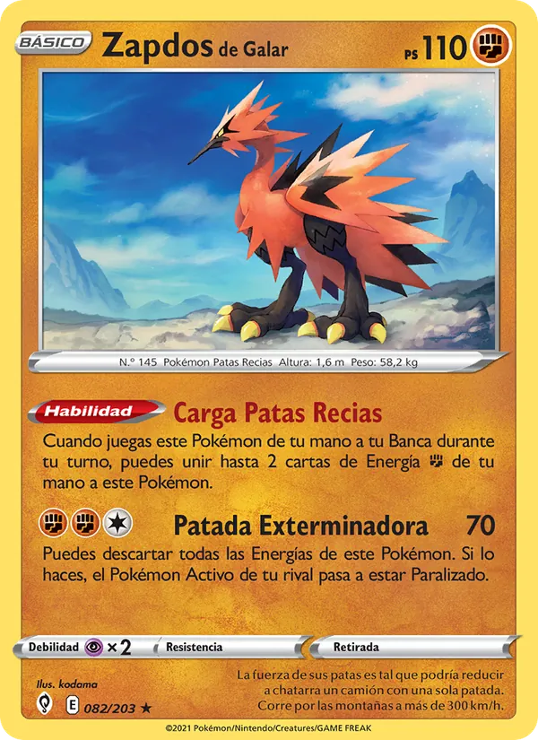 Zapdos de Galar Cielos Evolutivos 82/203