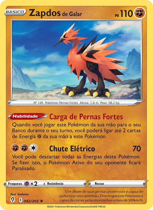 Zapdos de Galar Céus em Evolução 82/203