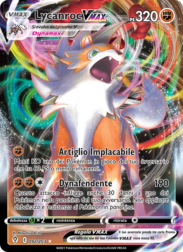 Lycanroc VMAX Evoluzioni Eteree 92/203