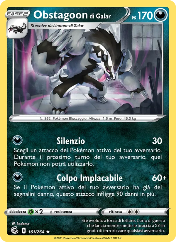 Obstagoon di Galar Colpo Fusione 161/264