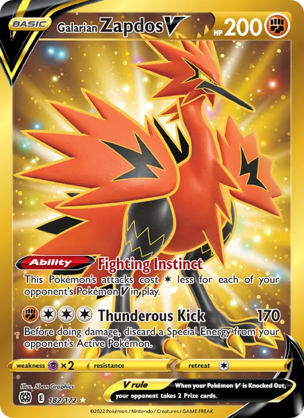Galarian Zapdos V Brilliant Stars 182/172