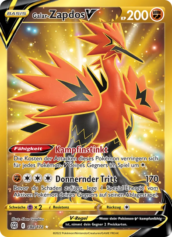 Galar-Zapdos V Strahlende Sterne 182/172