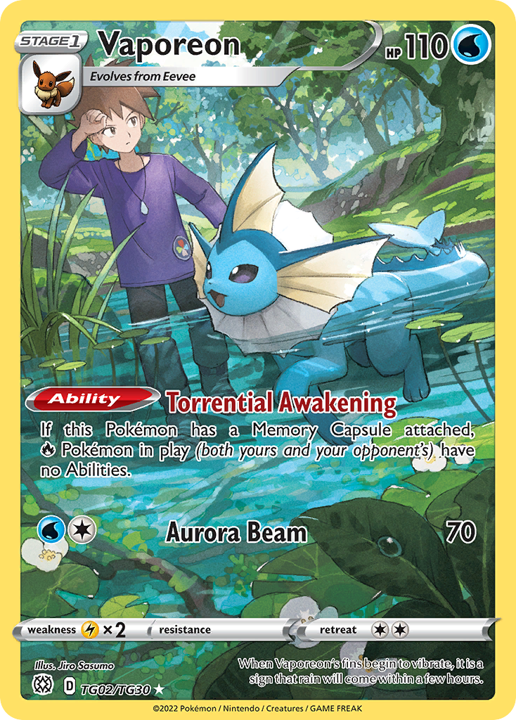 Vaporeon Brilliant Stars Trainer Gallery TG02/30