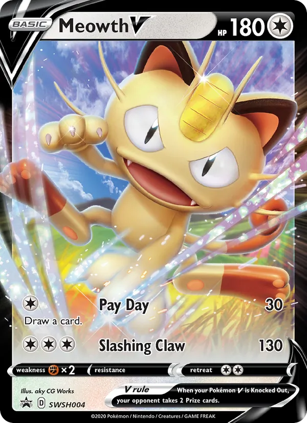 Meowth V SWSH Black Star Promos SWSH004/307