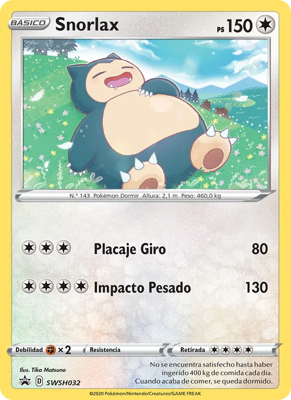 Snorlax Cartas de promoción ESES SWSH032/307