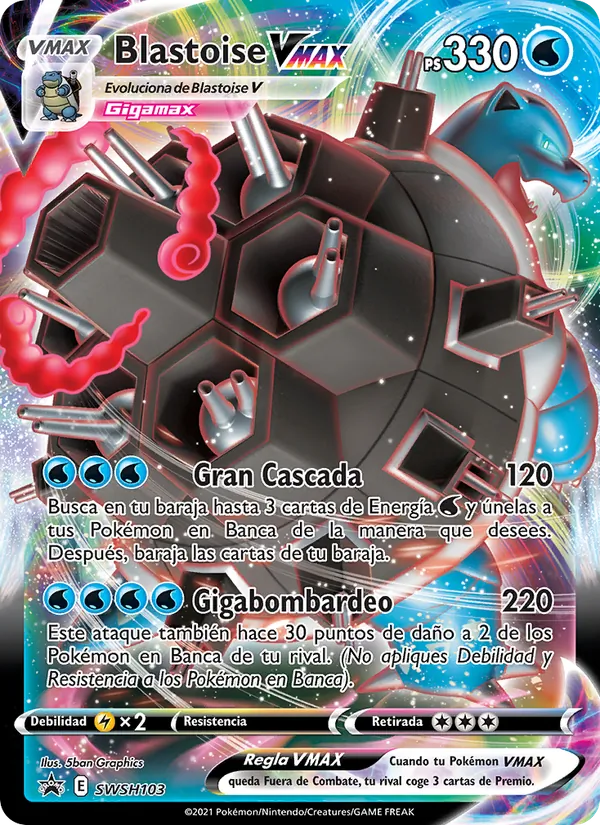 Blastoise VMAX Cartas de promoción ESES SWSH103/307