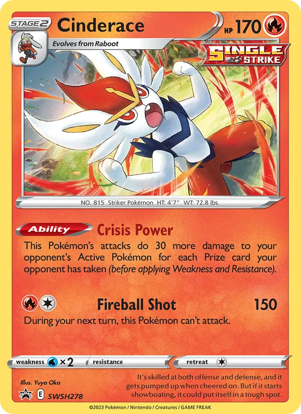 Cinderace Cartas de promoción ESES SWSH278/307