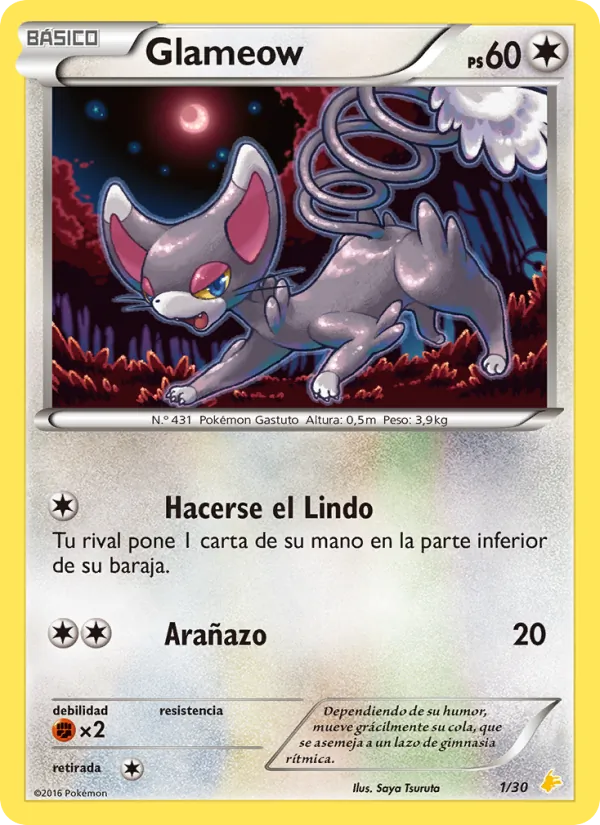 Glameow Kit de Entrenador XY (Pikachu Enmascarada) 1/30