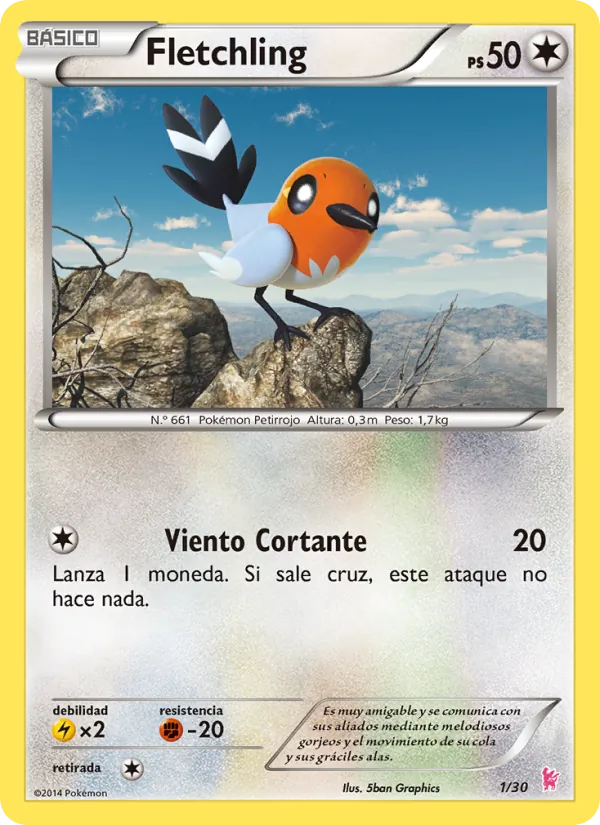 Fletchling Kit de Entrenador XY (Pikachu Enmascarada) 1/30